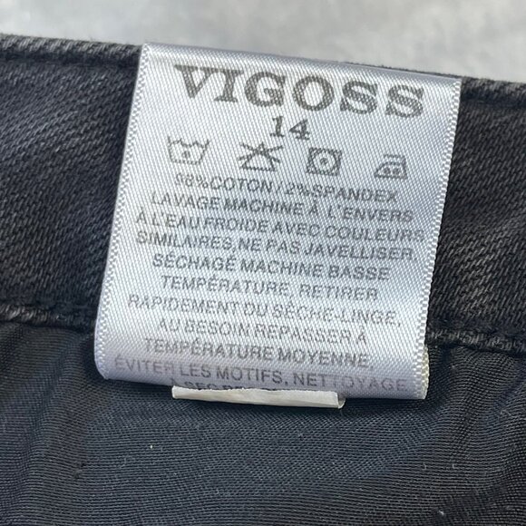 Vigoss Jagger Short Women's Plus Size 14 Cuffed Raw Edge Whiskering Black Denim‎ - Picture 9 of 9